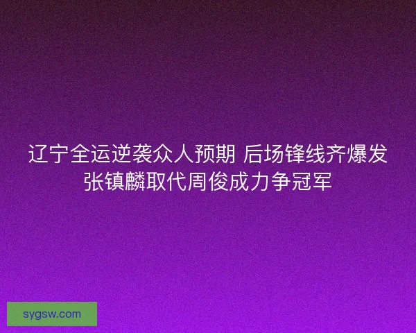 辽宁全运逆袭众人预期 后场锋线齐爆发张镇麟取代周俊成力争冠军