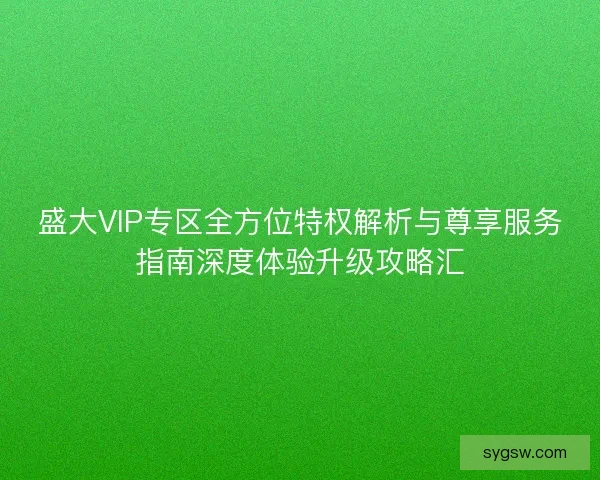 盛大VIP专区全方位特权解析与尊享服务指南深度体验升级攻略汇